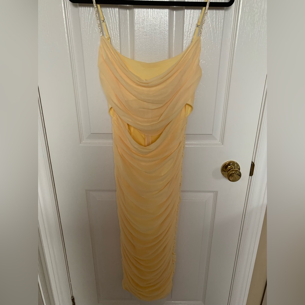 Oh Polly Corsica Embellished Bodycon Cut Out Summer Yellow 💛 - Picture 6 of 15
